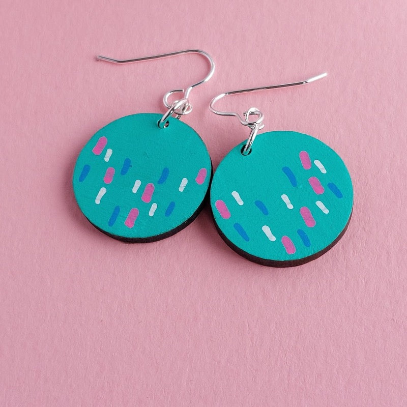 Little Red Apple Dangly Disc Earrings