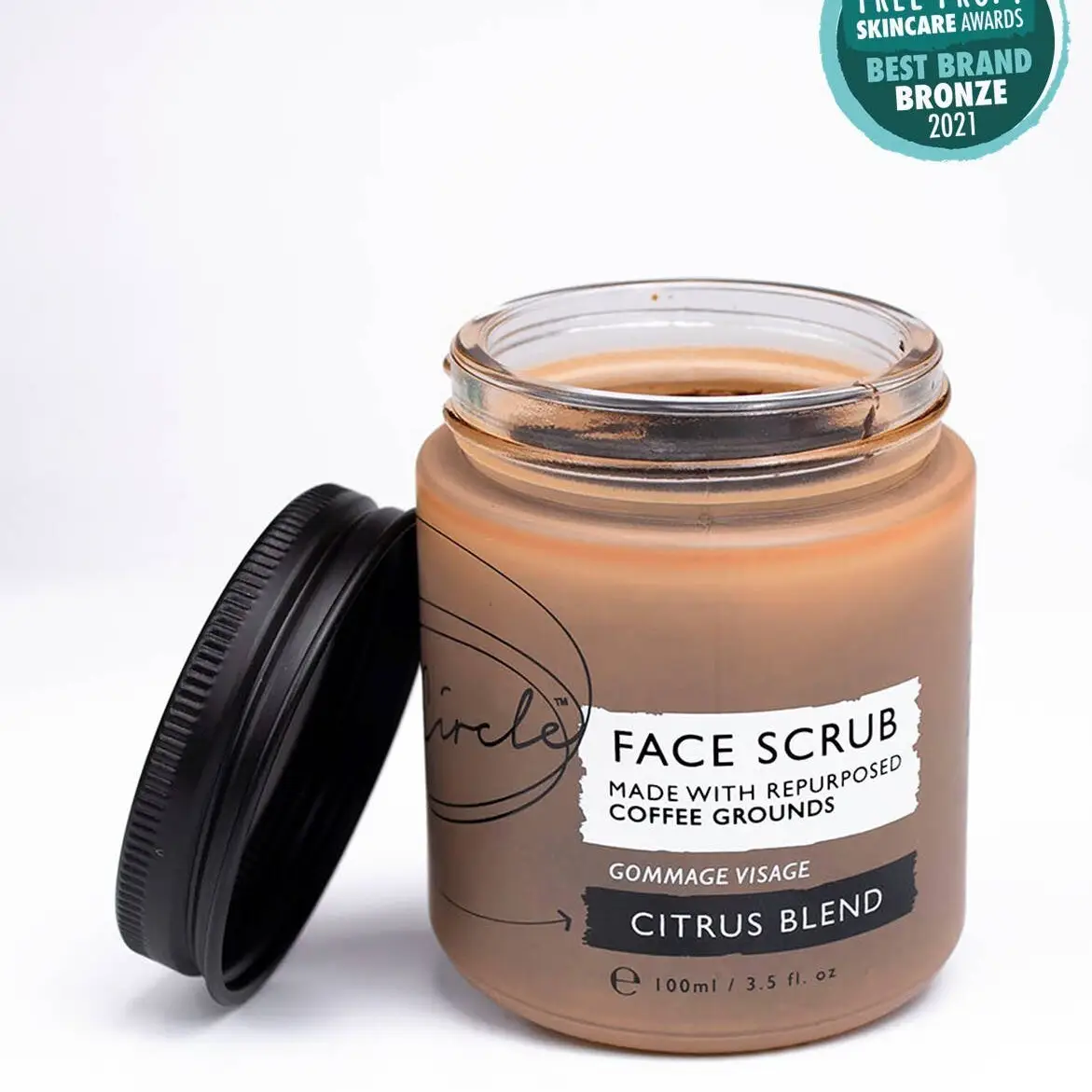 eco friendly and vegan face scrub made with repurposed coffee grounds.