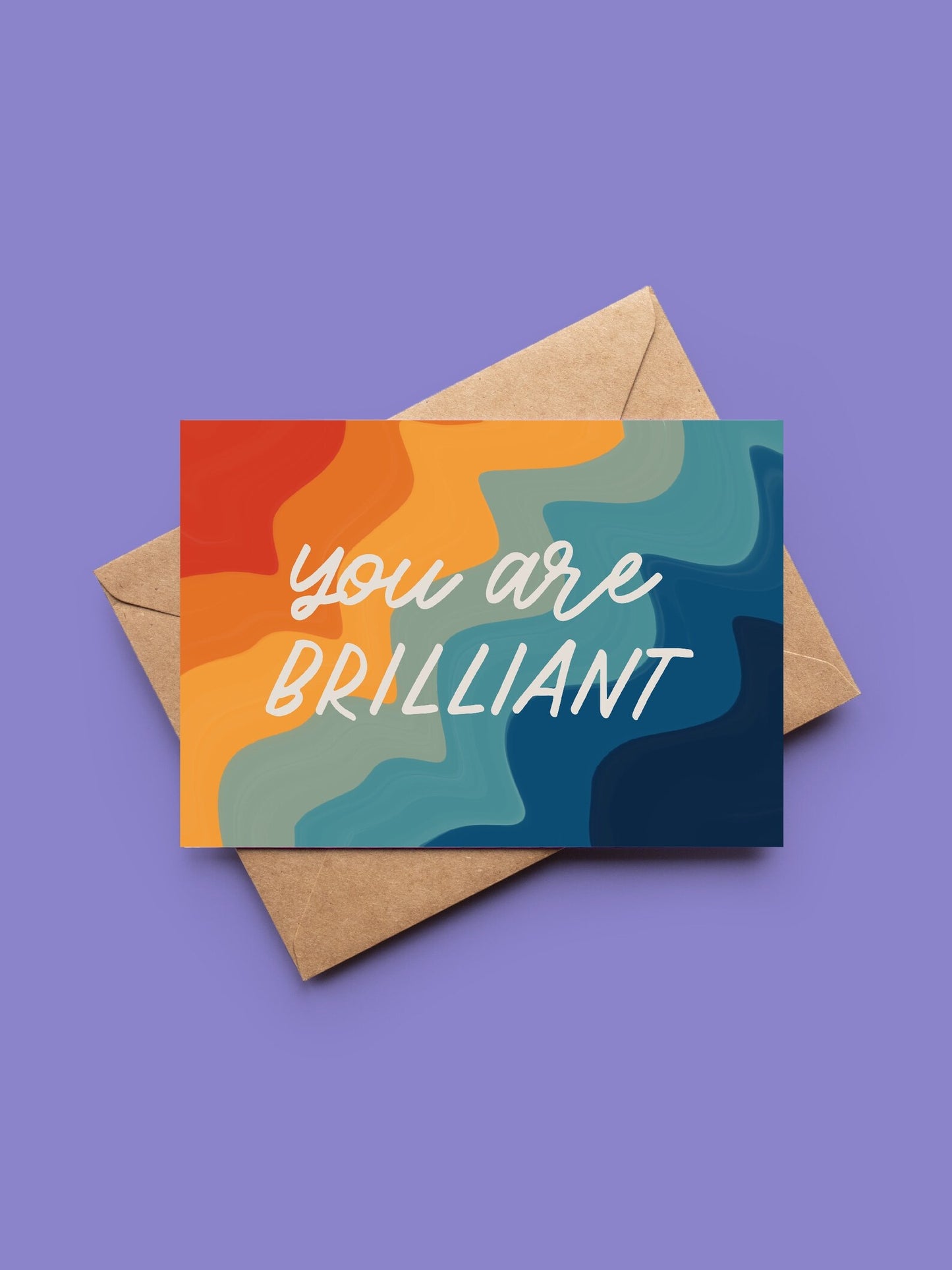 Colorful card with 'you are BRILLIANT' text on a purple background