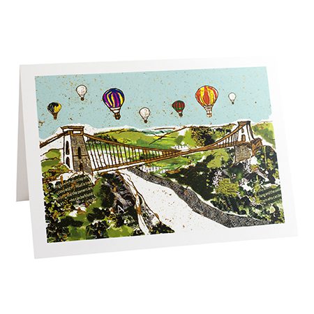 Balloons over the Bridge in Bristol Card. Card is blank inside.