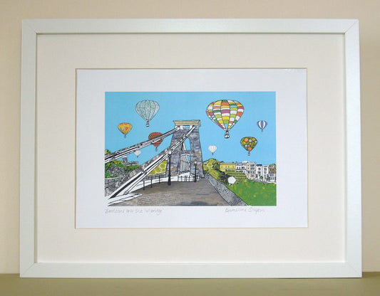Collage print of balloons over the toll bridge Bristol
