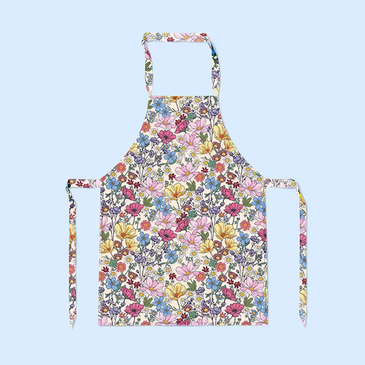 Floral cotton apron.  made in the uk