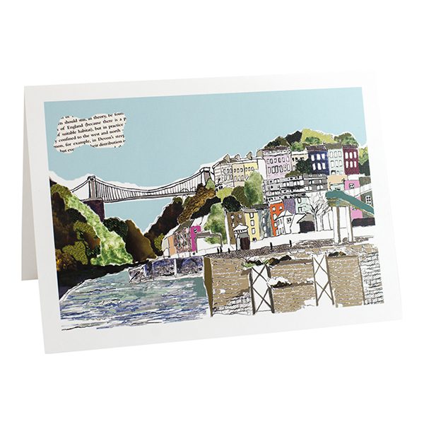 View of Hotwells and Suspension Bridge in Bristol. Card is blank inside.