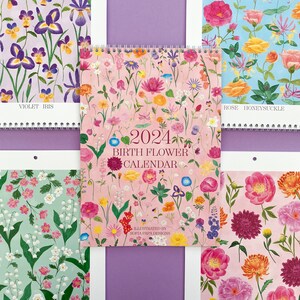 Beautiful Floral Birth Flower Calendar 2024 designed by Sofia Papa Designs