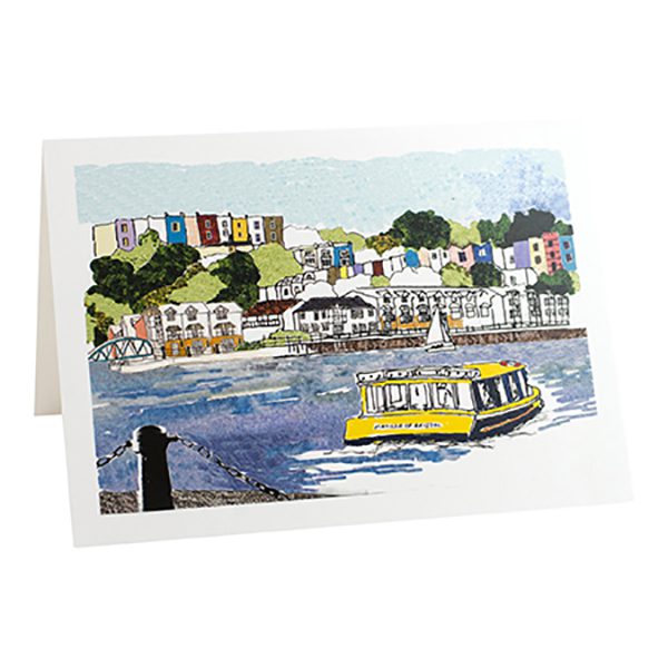 Bristol harbour and ferry card, card is bland inside.