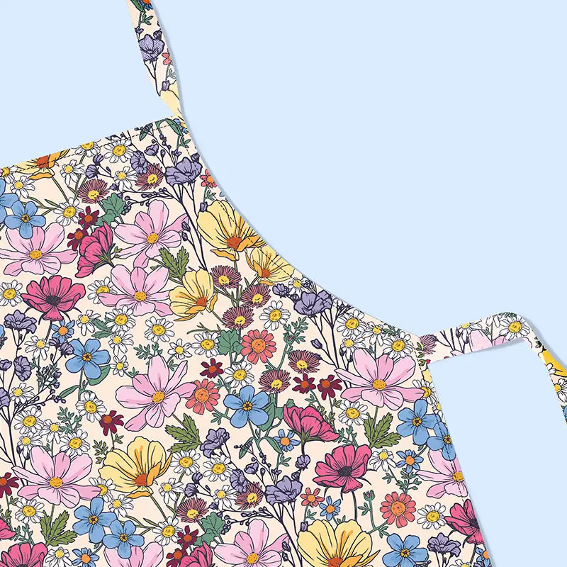 Floral cotton apron. made in the uk