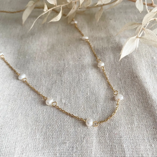 Everyday Gold Pearl Chain Necklace