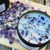 Amethyst And Lavender 4oz Candle With Cotton Wick