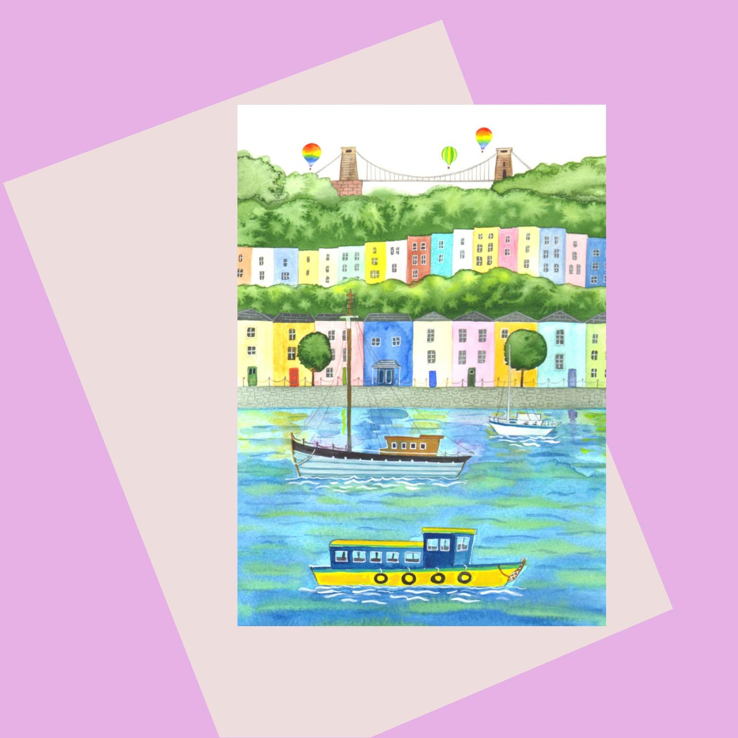 Laura Robertson Bristol Harbour Scene Card