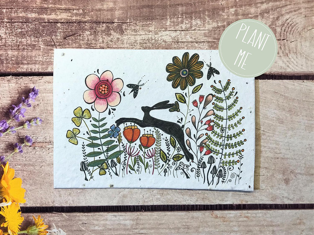 Hare in Flowers Plantable Card