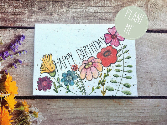 Happy Birthday Flowers Plantable Card