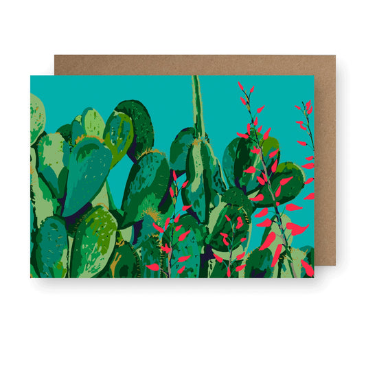 Colouful card with cactus illustration