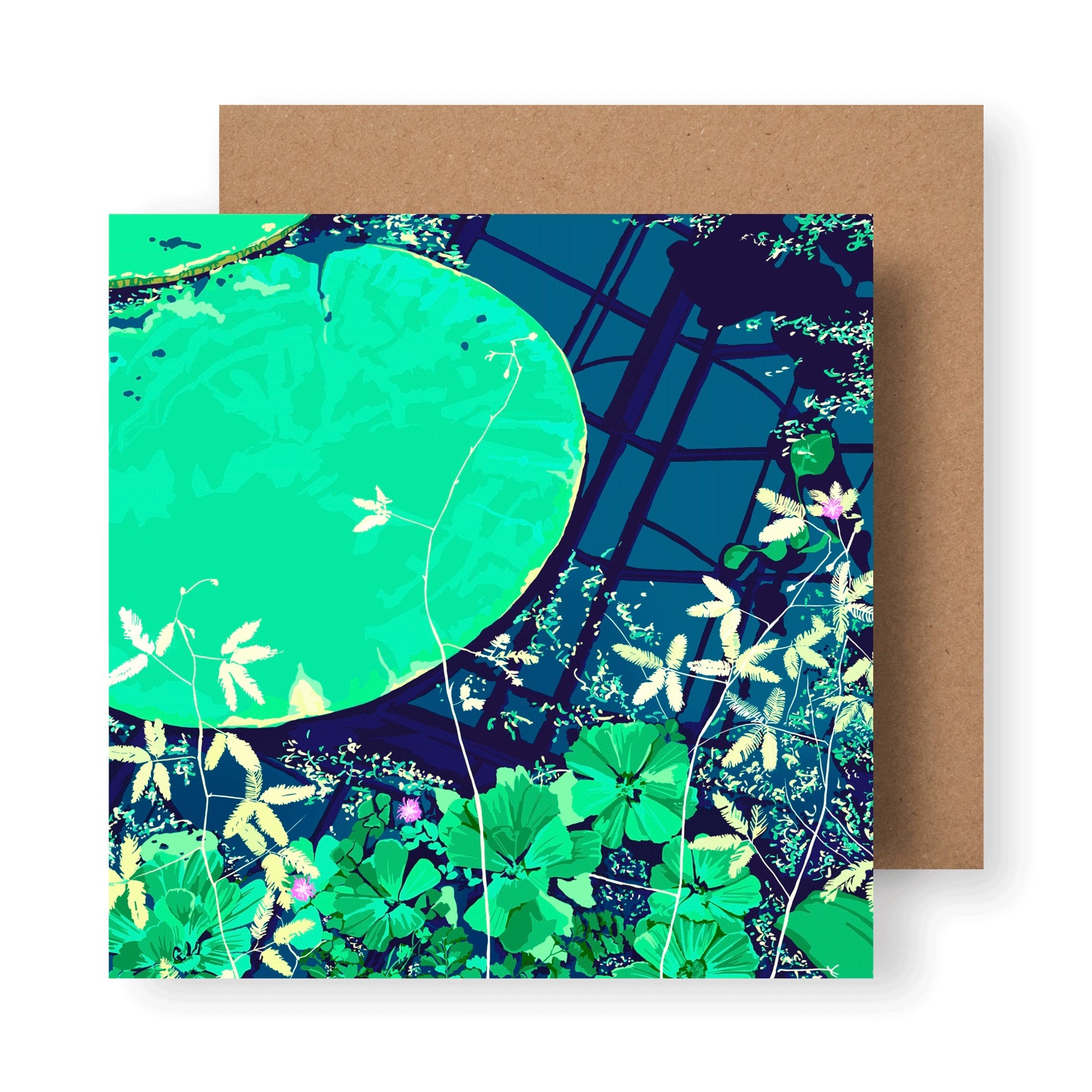 Lily pad illustration in green and blue