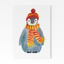 Cosy Penguin In Hat And Scarf A5 Print