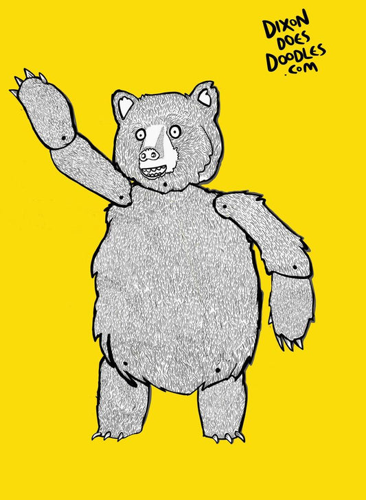 Glass Designs Dixon Does Doodles Make Your Own paper Bear split pin puppet