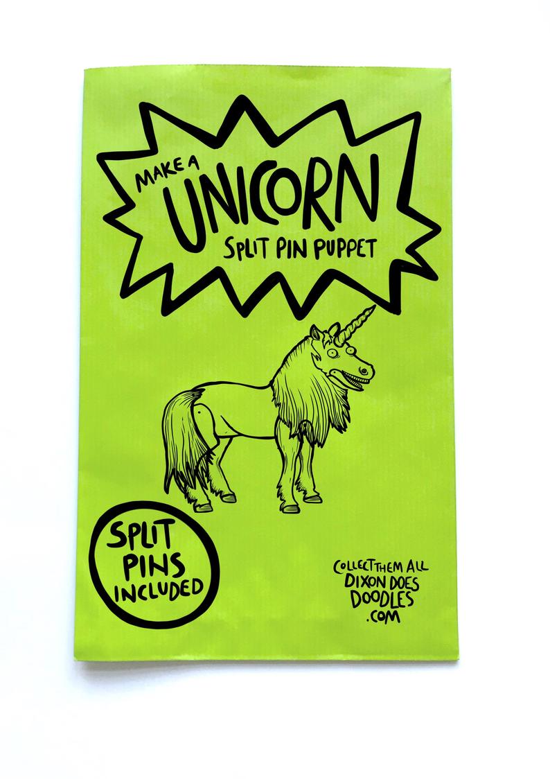 Glass Designs Dixon Does Doodles Make Your Own paper unicorn split pin puppet pack 