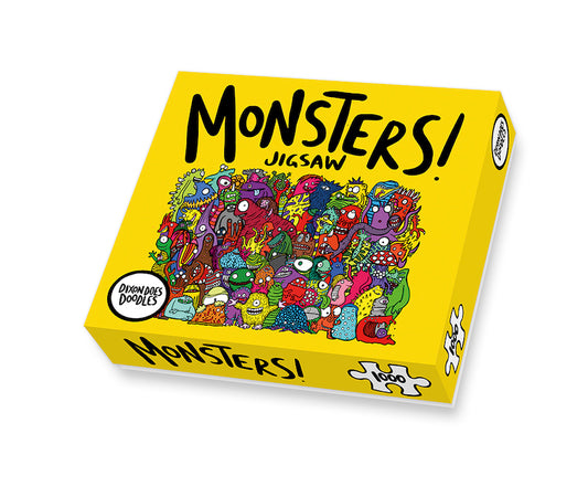 Monsters jigsaw 1000 pieces, Designed by Dixon Does Doodles in Bristol.