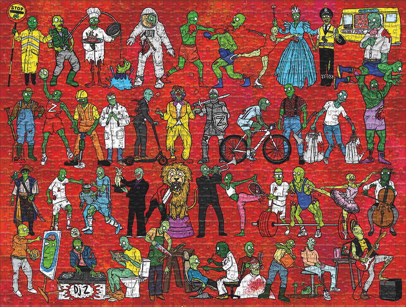 A 1000 piece jigsaw of zombies designed by Dixon Does Doodles in Bristol.