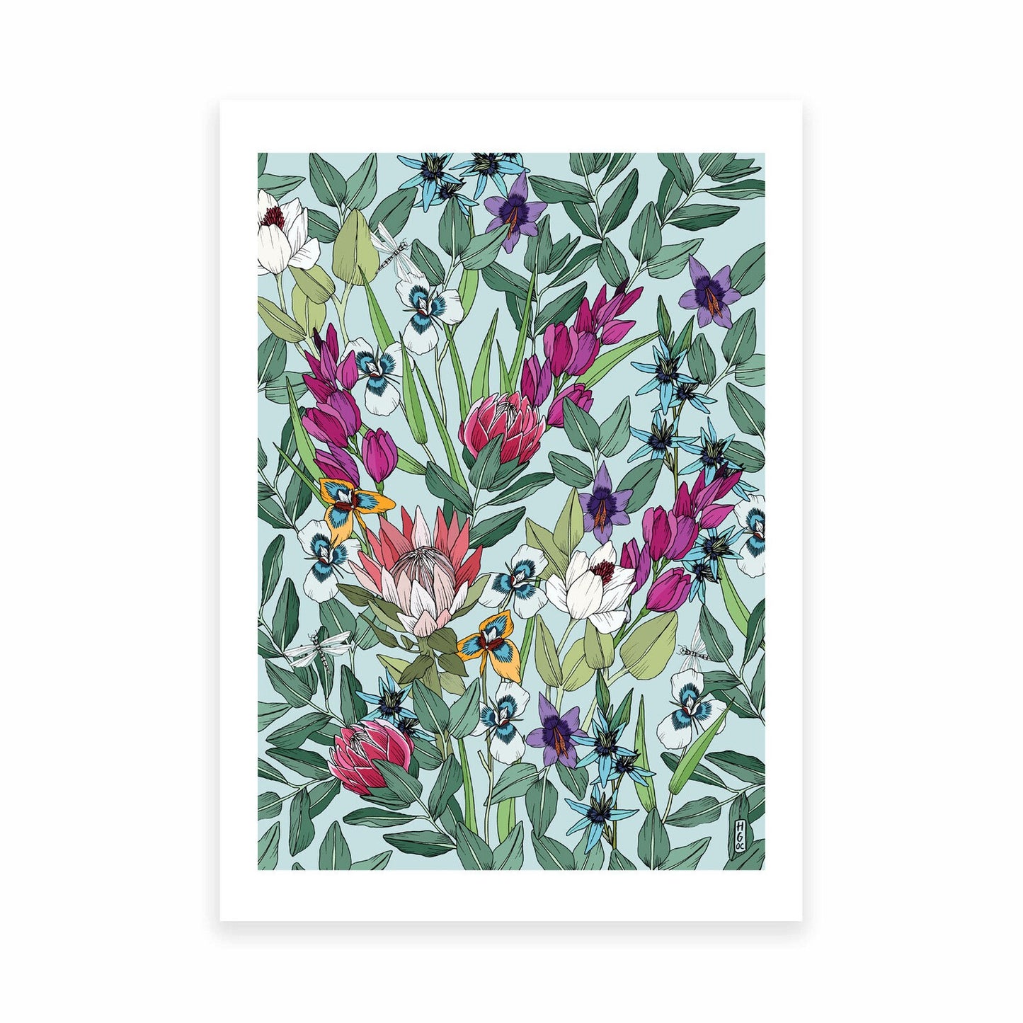 Hannah Grace A4 colouful art print plants and flowers from South Africa