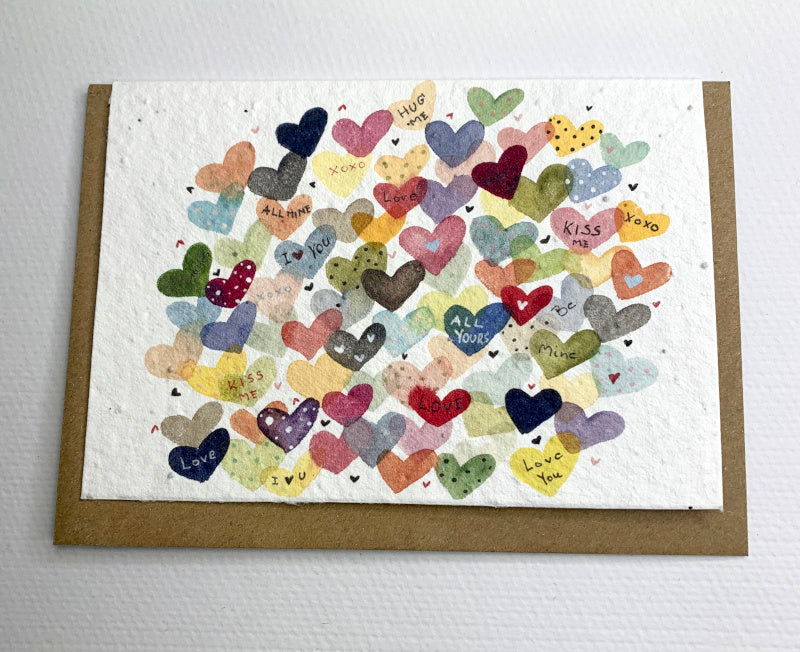Colourful Hearts Plantable Card