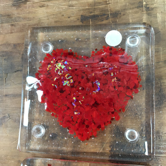 Dadswell Glass Red Heart Coaster