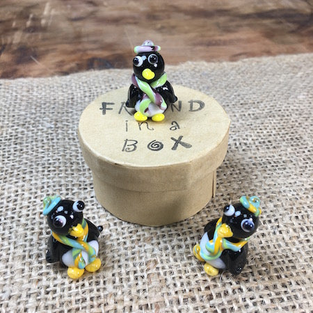 Sue Webb Friends in a box glass Penguin.