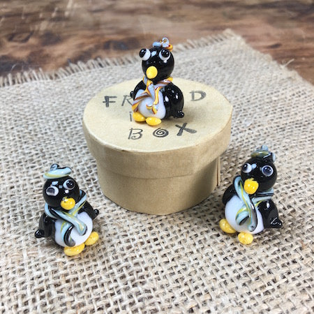 Sue Webb Friends in a box glass Penguin.