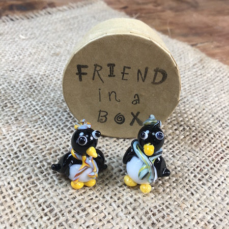 Sue Webb Friends in a box glass Penguin.