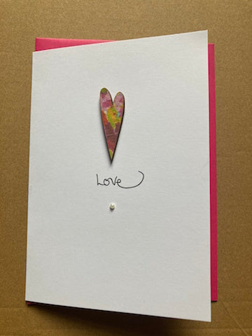 Reversible Robin Love Card. Handmade laser cut wood heart. Valentines Cards.