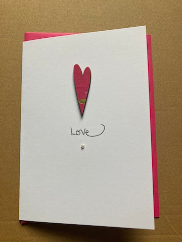 Reversible Robin Love Card.  Handmade laser cut wood heart.  Valentines Cards.