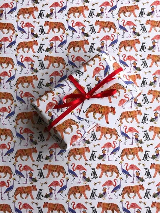 Rosie Webb Tiger gift wrap. Designed and made in Bristol.