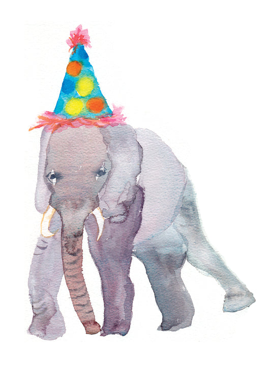 Rosie Webb Elephant in Party Hat Card