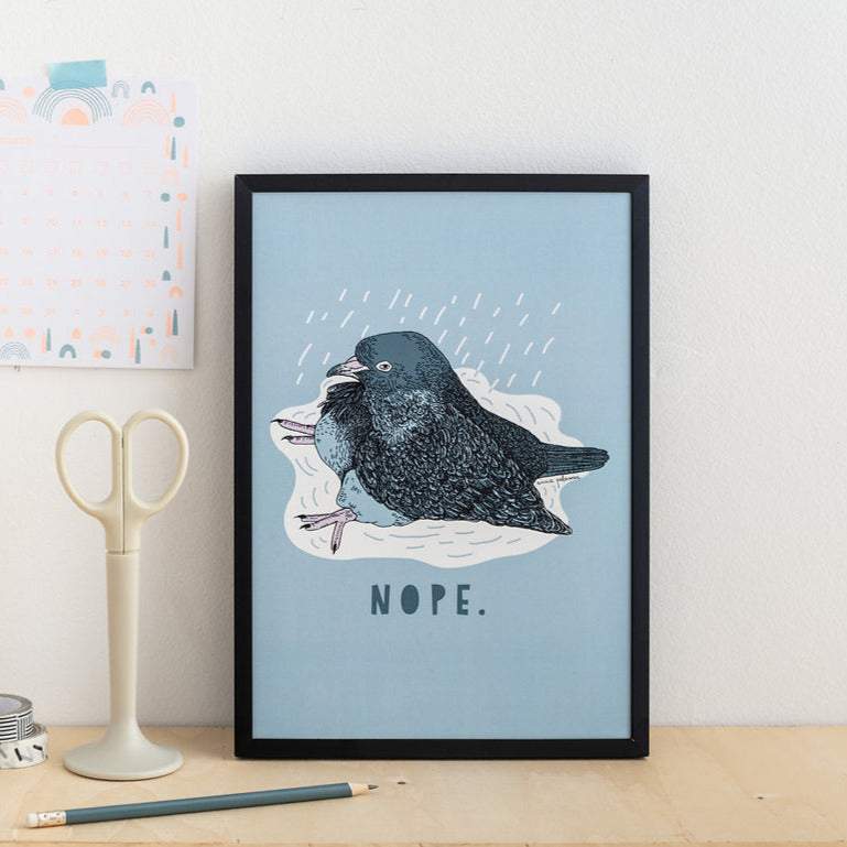 Pigeon illustration with pale blue background