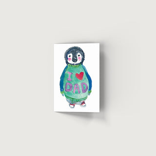 I Love Dad Penguin Card