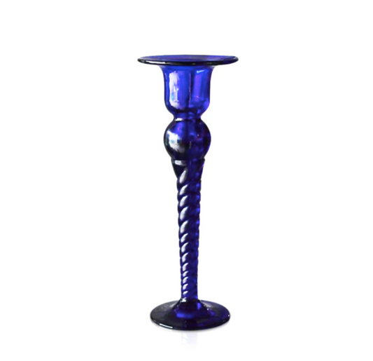 Bristol Blue Twisted Glass Candlestick