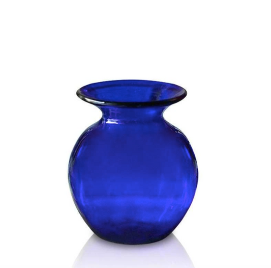 Bristol Blue Glass Medium Round Glass Vase