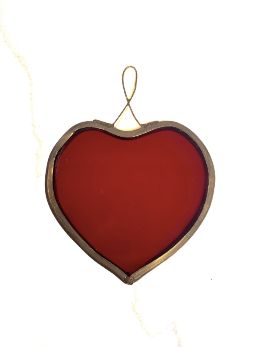 Bristol Blue Stained Glass Ruby Heart Hanging