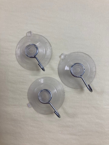 Suction hooks ideal for hanging your decorative glass items, stick on smooth surface.