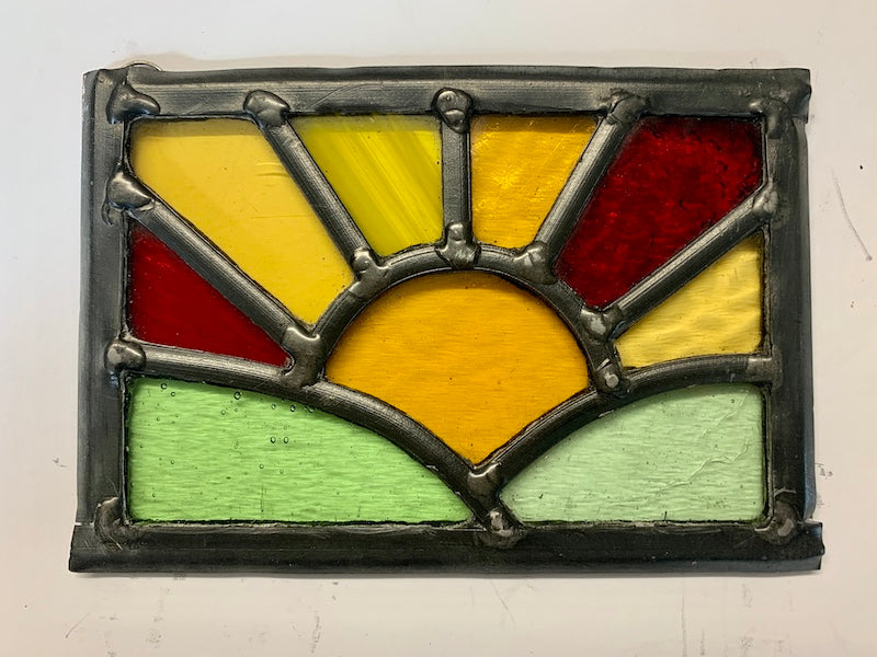 Stained glass sun over fields small sun catcher with hooks