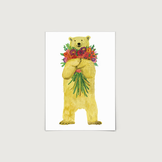 Rosie Webb Bear with Flowers Print