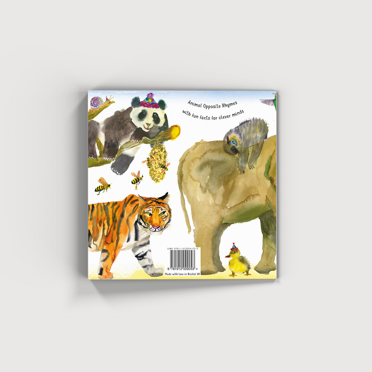 animal opposite rhymes with fun facts for clever minds'' book with watercolour safari animals on the cover