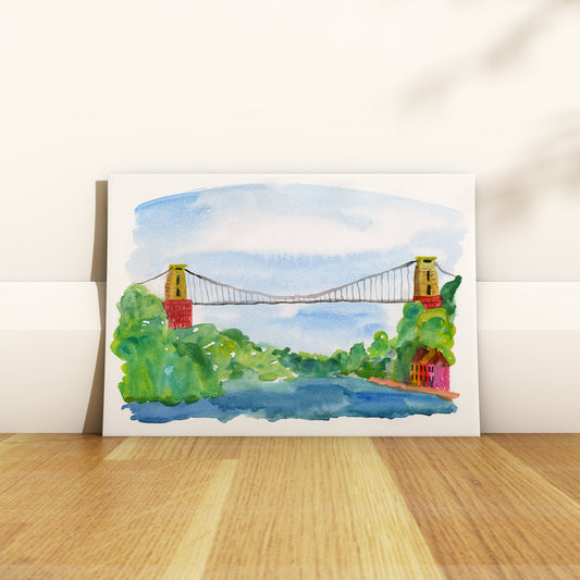 Bristol based water colour illustrators Rosie Webb Bristol Suspension Bridge.