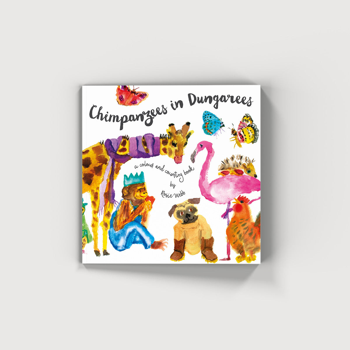 ''Chimpanzees in Dungarees'' book with watercolour animals on the cover