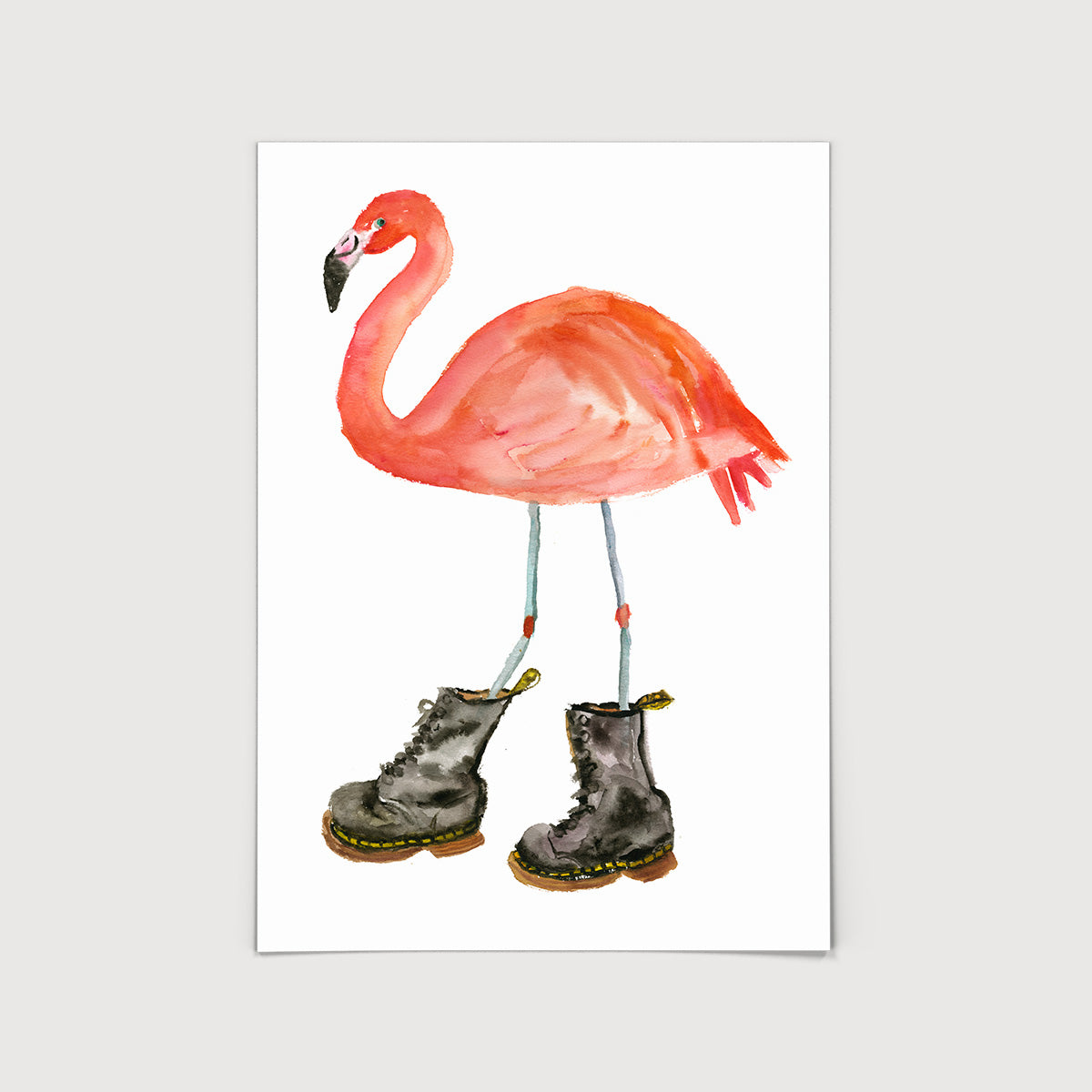 Rosie Webb Red Flamingo in Black Docs Print