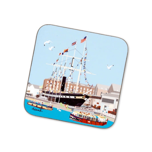 Illustration of The SS Great Britain in Bristol on a coaster.