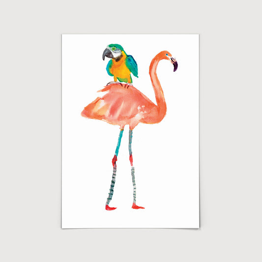 Rosie Webb Flamingo and Parrot Print
