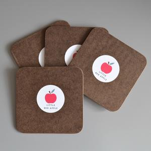 Little Red Apple Christmas Coasters 4 Pack. Handmade in Bristol. Scandi Style.  Edit alt text