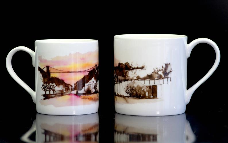 Carla James Sunset Suspension Bridge Mug