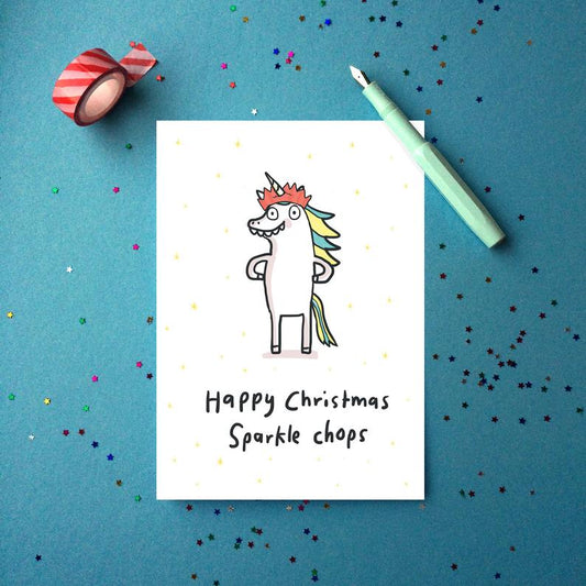 Sarah Ray Happy Christmas Sparkle Chops Card