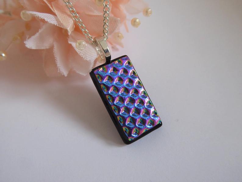 Eva Glass Rainbow Bulbs Pendant. Dichroic glass pendant.  Edit alt text